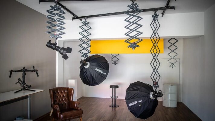 Lichtequipment und Hintergrundsystem im Fotostudio Gimpel